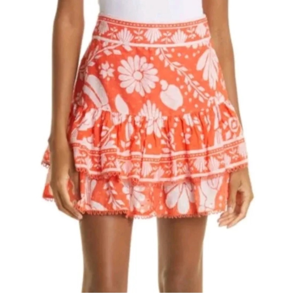 Farm Rio Women's Size small Orange Neon Jungle Mini Skirt New with Tags